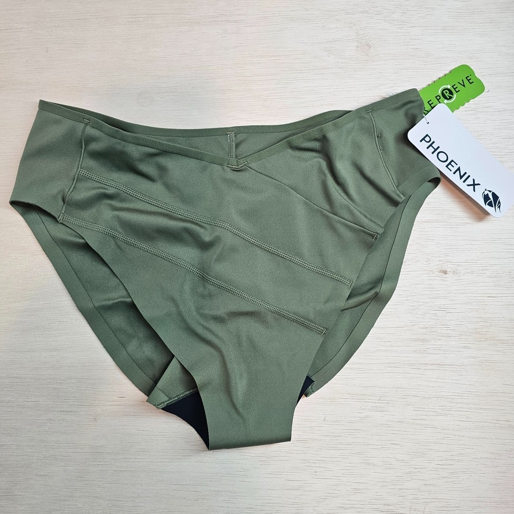 Phoenix Malibu Angled Cheeky Bikini XL Green Stretchy Activewear Swim Daily Gym